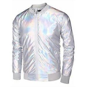 Men's Shimmering Silver Bomber Jacket